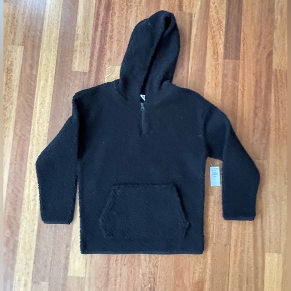 Kids medium teddy bear fleece half zip hoodie black - Picture 1 of 4